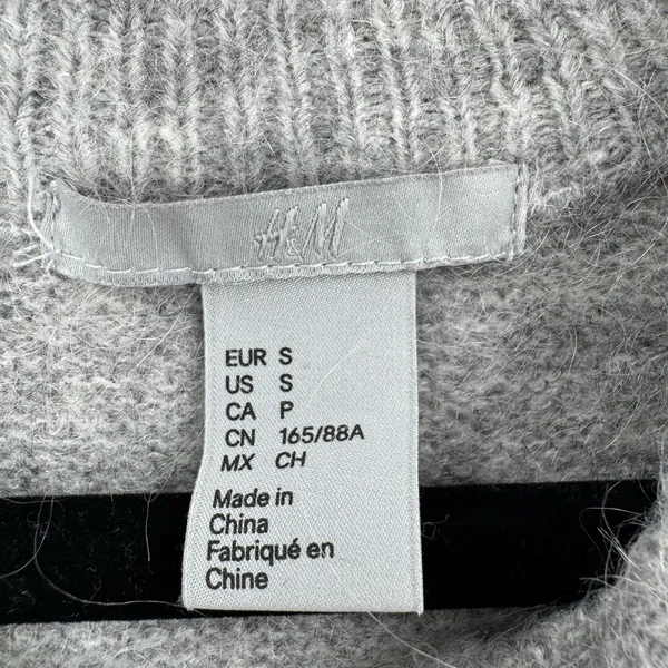 H&M Mohair Wool Blend Sweater Women S Gray Fuzzy Crewneck Quiet Luxury Cozy - Image 6