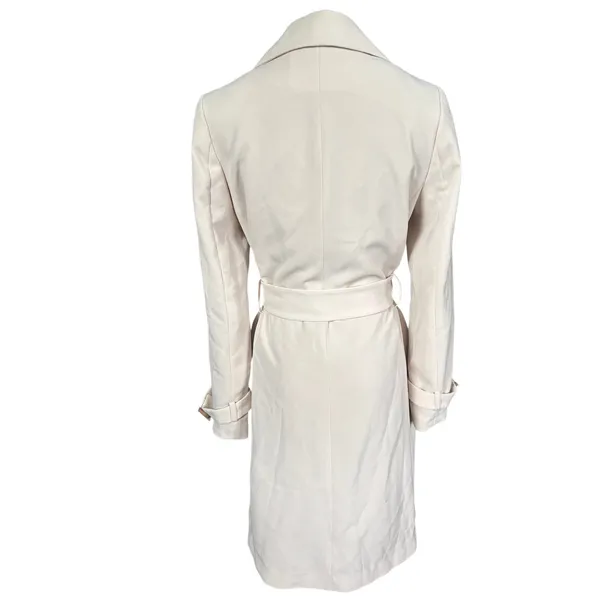H&M Mid Length Wrap Trench Coat Sz 2 Beige‎ Neutral Chic - Image 4