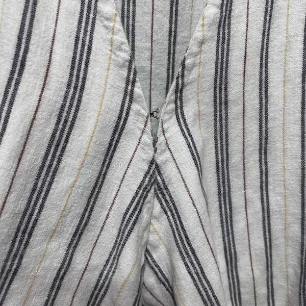 Abercrombie Women Cottagecore Coastal Tie Front Crop Top L White Striped Linen - Image 4