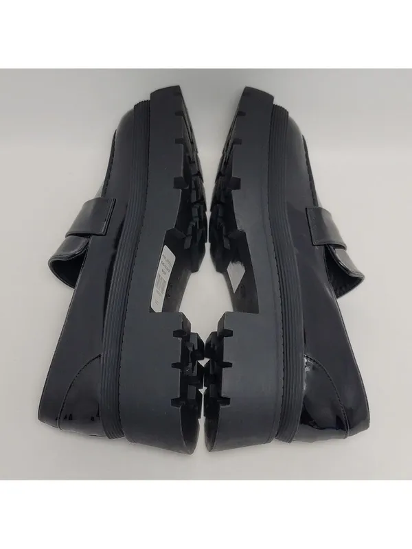 New York & Company Women's Penny Chunky Lug Sole Black Patent Leather Loafers 9 - Image 10