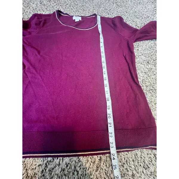 Old‎ Navy Womens Burgundy Long Sleeve Crew Neck Sweater Size L Ribbed Trim - Image 5