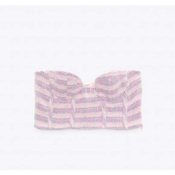 New‎ Zara Tweed Cropped Strapless Top - Image 5