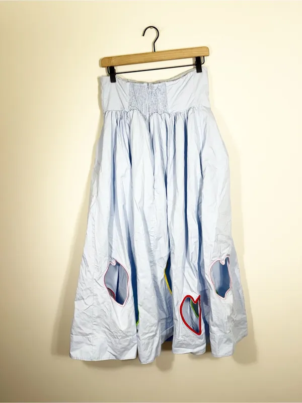 Anthropologie Mare Mare Strapless Cut-Out Hearts A-Line Midi Dress Light Blue - Image 6
