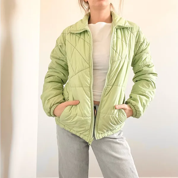 Vintage Columbia Light Green Quilted Puffer Jacket - Image 3