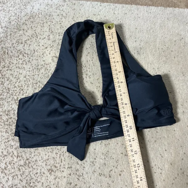 Albion Fit Front Tie Knot Bikini Top Women S Black Halter Wrap Swimwear Solid - Image 3