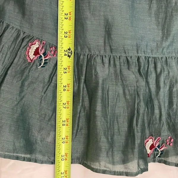 Tularosa Carson Caledon Green Silk Cotton Embroidered Tunic Mini Dress XS - Image 11