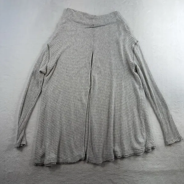 We The Free People Sweater M Medium Love Split Tunic Blue‎ Ribbed OB519393 Gray - Image 12