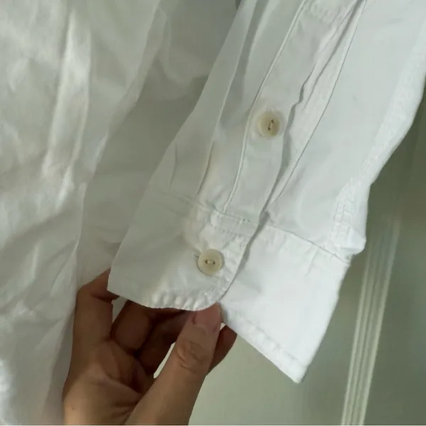 Madewell Denim Button-Up Shirt in Eyelet White: Garment-Dyed Edition Medium NWT - Image 10