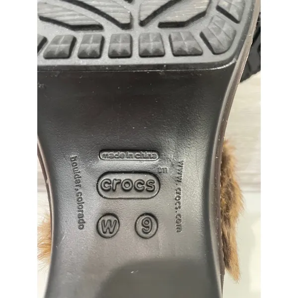 Crocs Gretel Black Faux Fur Lined Clog Mules Wedge Heel Womens Size 9‎ - Image 6
