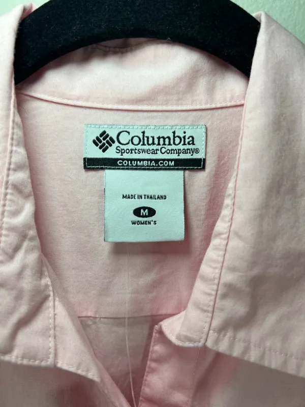 Columbia Bayview 3/4 Sleeve Button-Up Shirt Pink Split Cuff Outdoor Office NEW M - Image 3