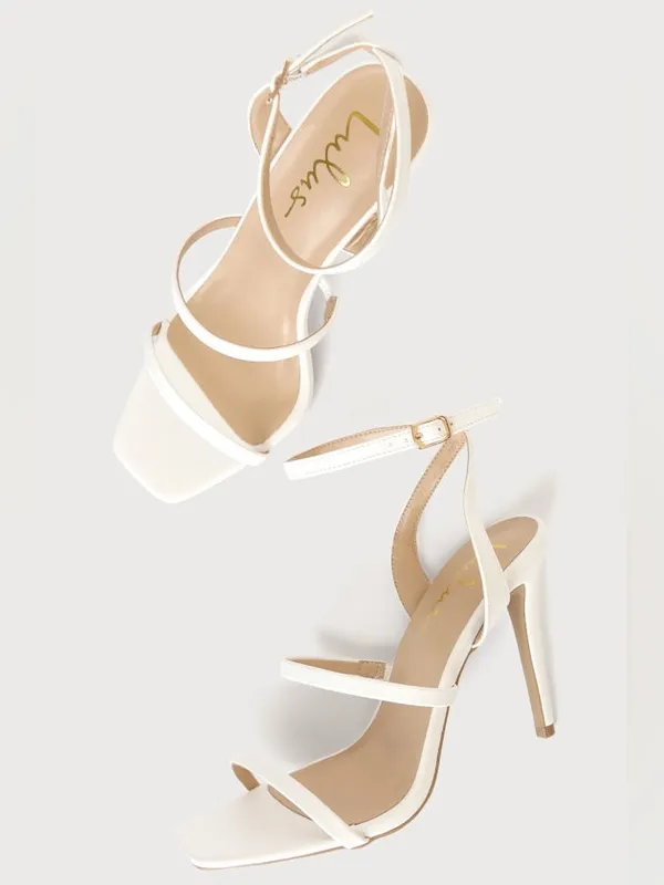Lulus Leticiya White Ankle-Strap High Heel Sandals - Image 3
