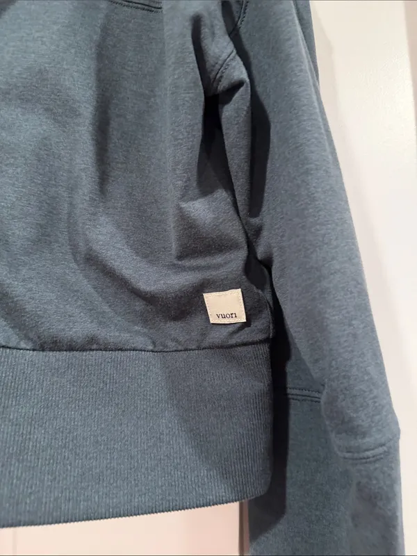 Vuori Halo Half‎ Zip Cropped Hoodie - Teal Green XS - Image 3