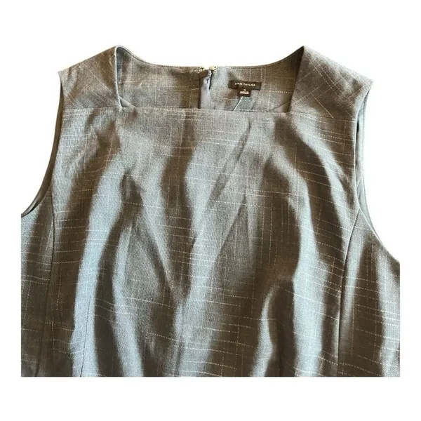 Ann Taylor Sleeveless Peplum Blouse Top Size 12 Green Back Zip Belted Office - Image 3