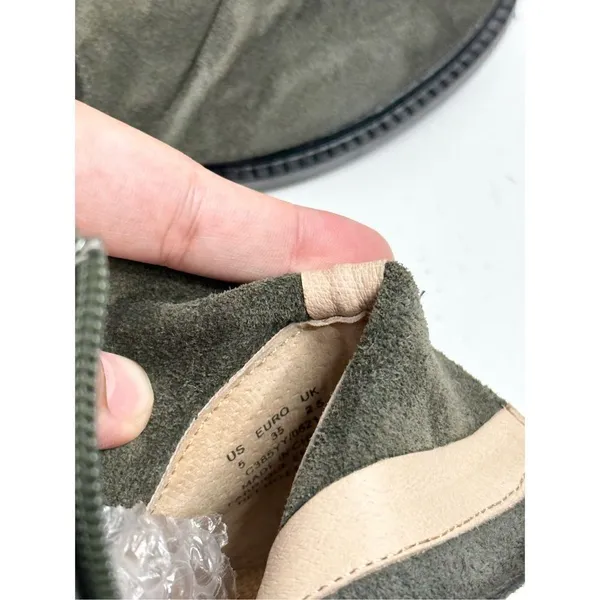 Kelsi Dagger Boots Women Size 5 Olive‎ Suede Latch Ruched Ankle Booties NEW - Image 8