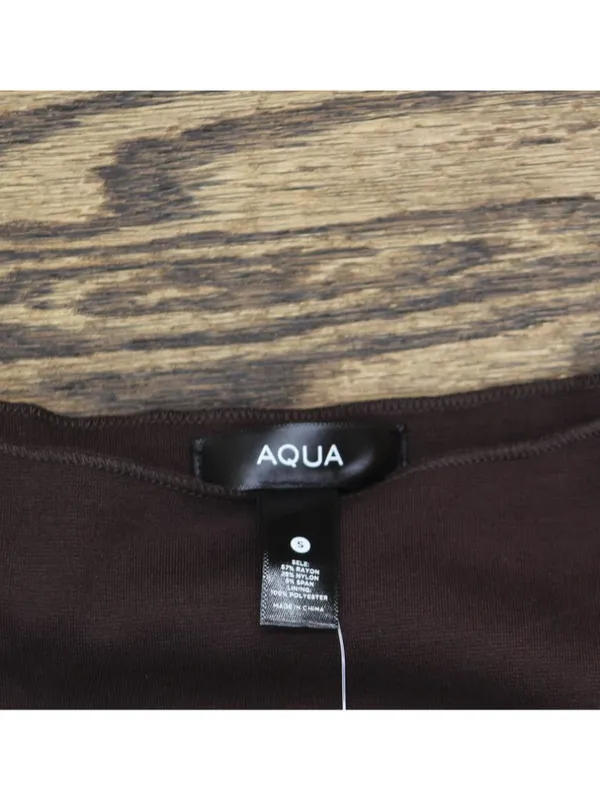 NWT Aqua Womens Ponte Mock Neck Bubble Mini Dress YCGD5097 Brown S - Image 4