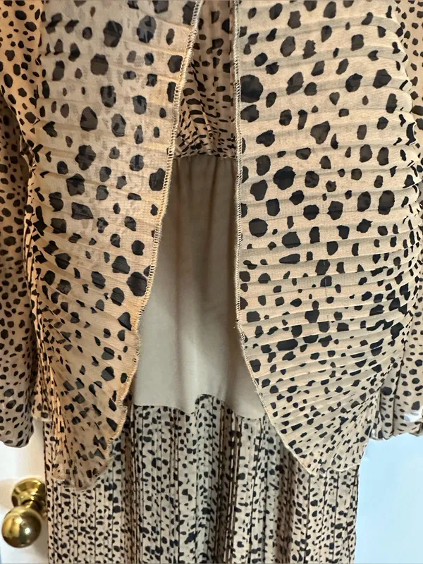 Fab'rik Tan & Black Leopard Printed Tiered V-Neck Maxi Dress - Image 6