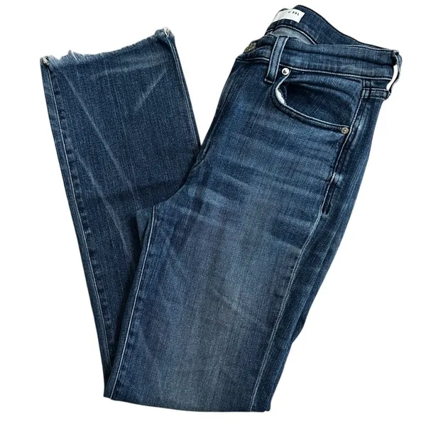 AYR The Bomb Pop Jeans 31 High Rise Straight Leg Raw Hem Medium Wash - Image 3