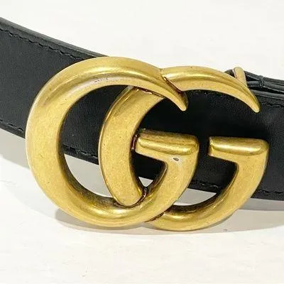 GUCCI Women’s Belt GG Marmont Leather Black Gold Hardware Leather‎ 75/30 - Image 2