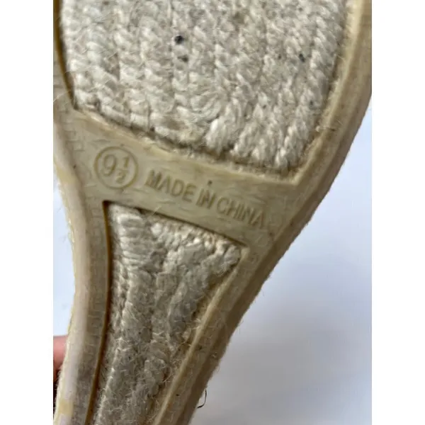 Talbots Lyndsay Yellow Canvas Peep Toe Sling‎ Back Espadrille Wedge Size 9.5 - Image 10