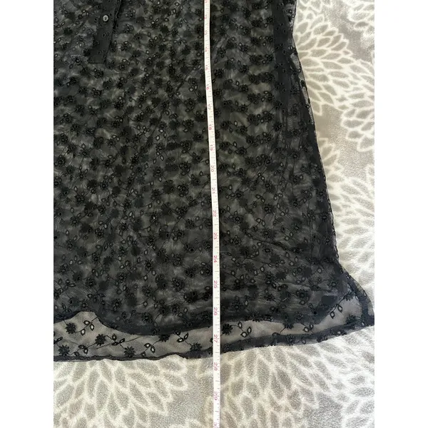 Express Black Sheer Floral Long Sleeve Blouse Large Goth Chic Romantic Whimsigoth Top - Image 6