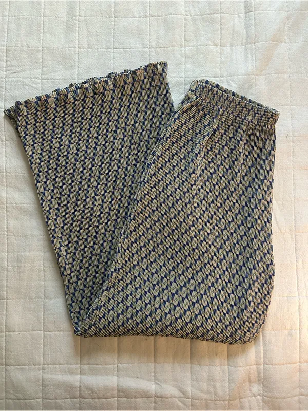 Lulus Miami Afternoons Blue Multi Geo Print Plisse Wide-leg Pants - Size M - Image 2