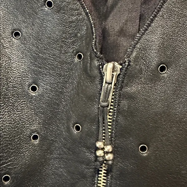 Genuine soft leather zip up vest size L‎ Black Size L - Image 3