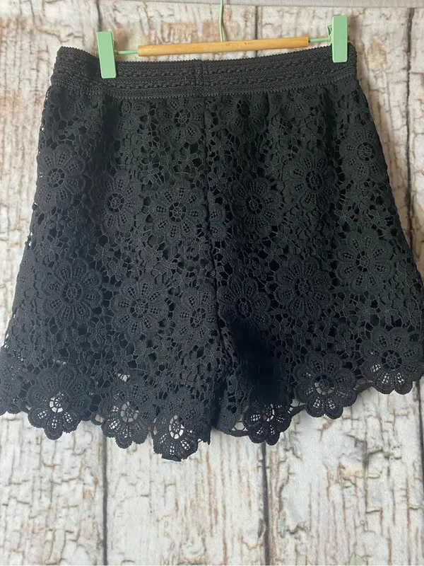 Luxe Black Lace Shorts Summer Chic Goth Grunge Glam Quiet Luxury M - Image 3