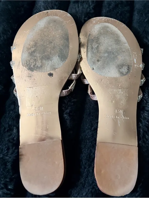 Steve Madden Nude/Tan Rhinestone Slide Sandals - Image 4