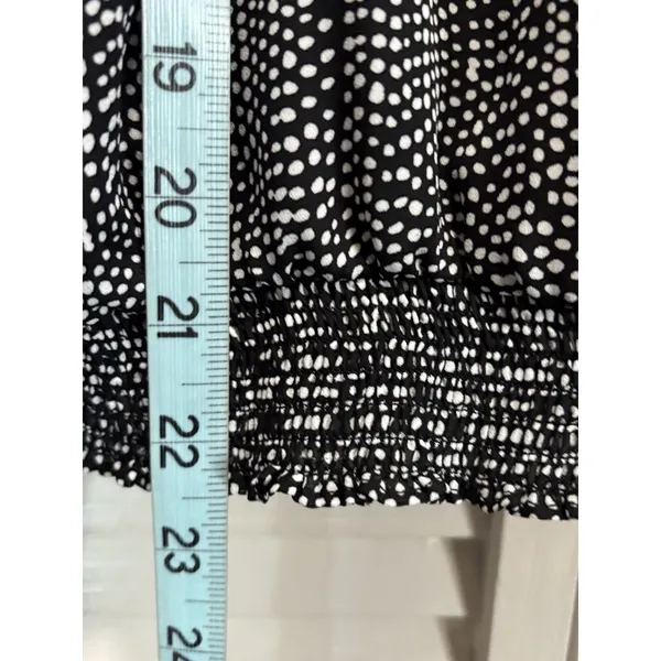 Divided By H&M Polkadot Chiffon Long Balloon Sleeve Blouse Size 10‎ Smocked - Image 3