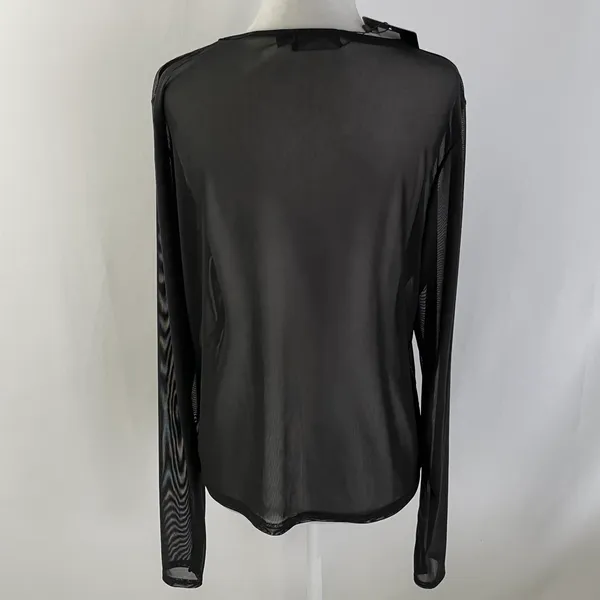 New Pretty Little Thing Weekend In New York Mesh Long Sleeve Top Black Size 10 - Image 11