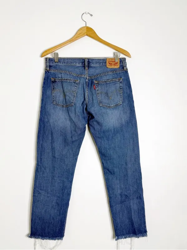 Levi’s 501 CT Jeans Size 28 Distressed Raw Hem Cropped Tapered Denim - Image 2