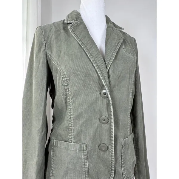 Vintage ‘04 Old Navy Khaki Green Corduroy Single Breasted Blazer - Image 4