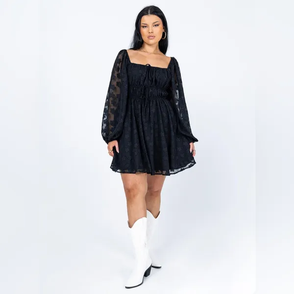 Princess Polly Alisha Long Sleeve Mini Dress in Black Size 4 New with tag - Image 6