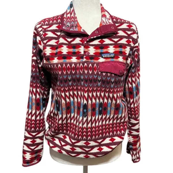 Patagonia Synchilla Snap T Pullover -Kuta Klash “Dark Currant” Aztec Tribal (S) - Image 2