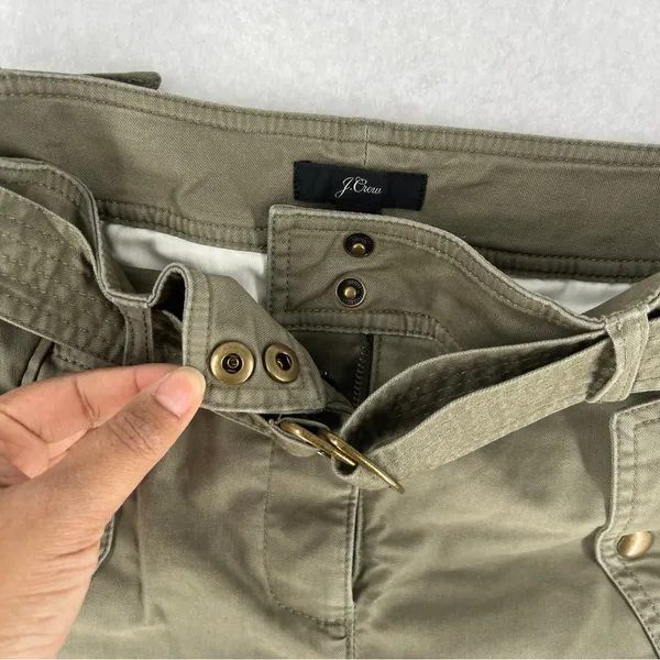 J.‎ Crew Womens High Rise Belted Military Pant Olive Green Utility Pockets 00 - Image 5