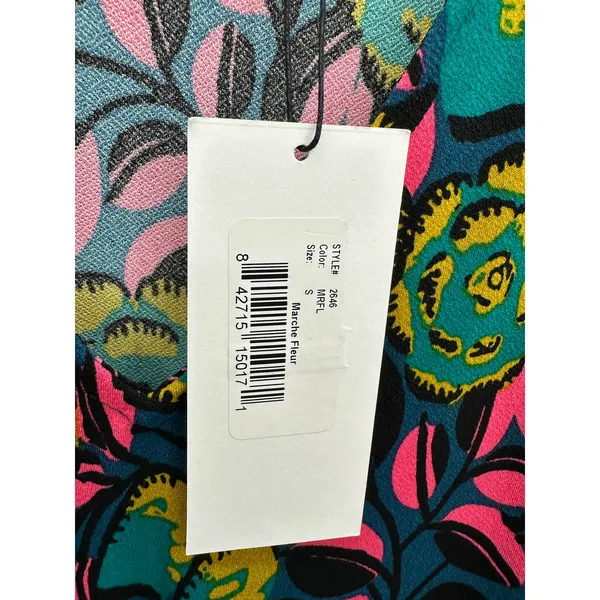 Leota Dress‎ Women's S Multi Blue Pink Bright Floral Marche Fleur V-Neck Maxi - Image 7