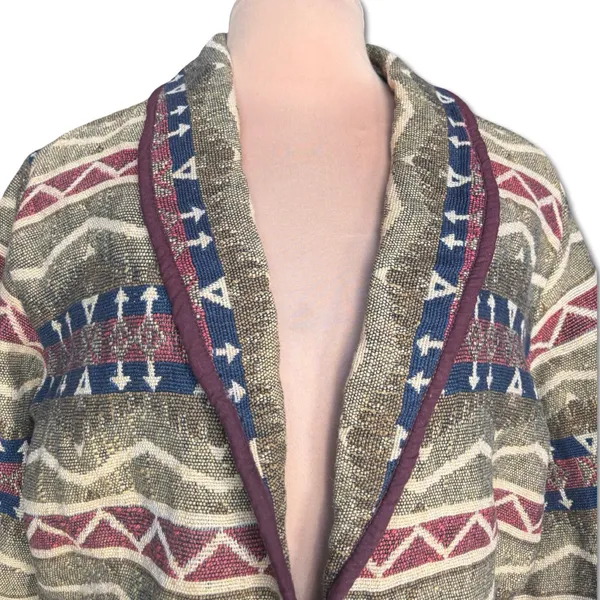 90s Southwestern Tapestry Jacket‎ Medium Cotton Cropped Boho Cowgirl Western - Image 2