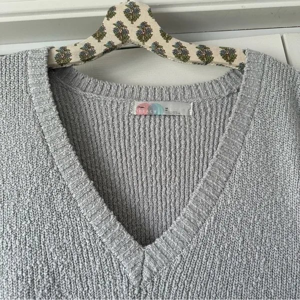 NWOT Free People Beach V-Neck Sweater Vest Penny Knit Top - Image 3