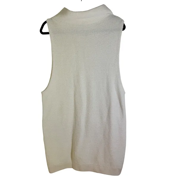 Free People M Isla Ottoman‎ Sweater Slouchy Sleeveless Ivory Tunic Turtleneck - Image 9