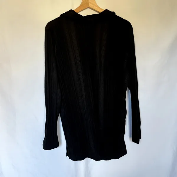 CuddlDuds black knit ribbed button down long sleeved shirt extra long women's TM - Image 8