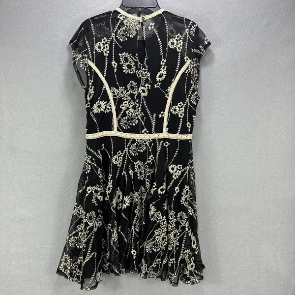Free People Dress Woman's 10 Black & Cream Lace Short Boho Party Summer - Image 2
