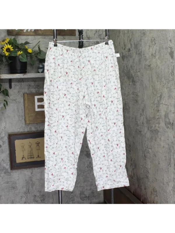 NWT Charter Club Printed Flannel Pajama Set Delicate Cardinal White Multi 1X - Image 5