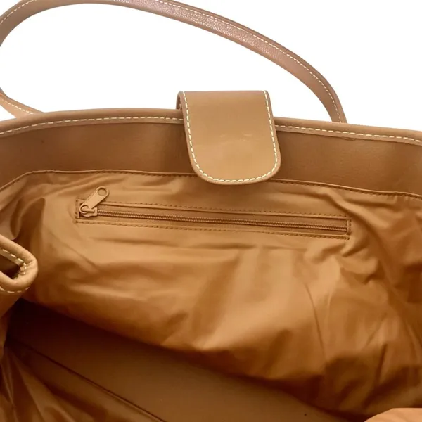 Womens Vegan Leather Tote Tan - Image 7