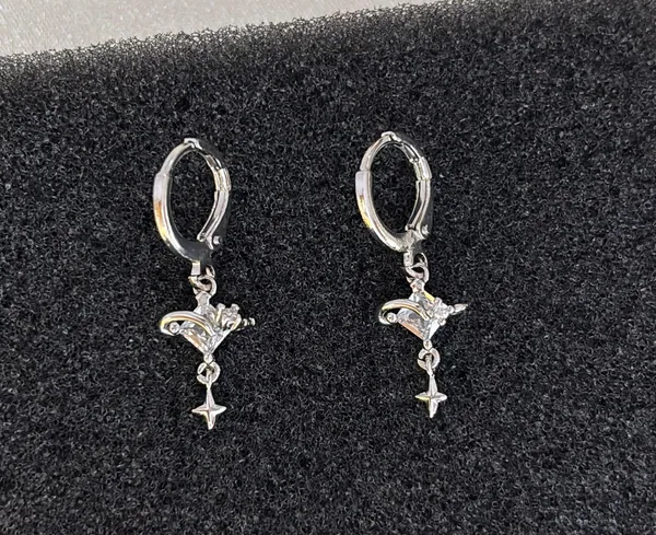CZ Star Love Heart Dangle Drop Earrings for Women - Image 2