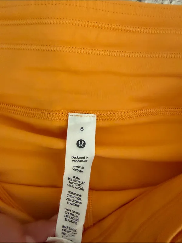 Lululemon Pace Rival Mid Rise Skirt Orange Tennis Golf Athletic Skort Size 6 - Image 2