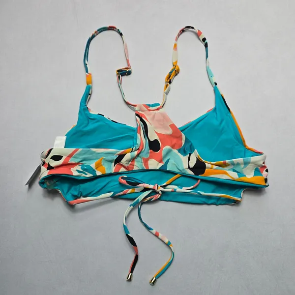 B Swim Blue Pull On Floral Swim Sports Bra Beach‎ Bralette Bikini Top L Large - Image 2