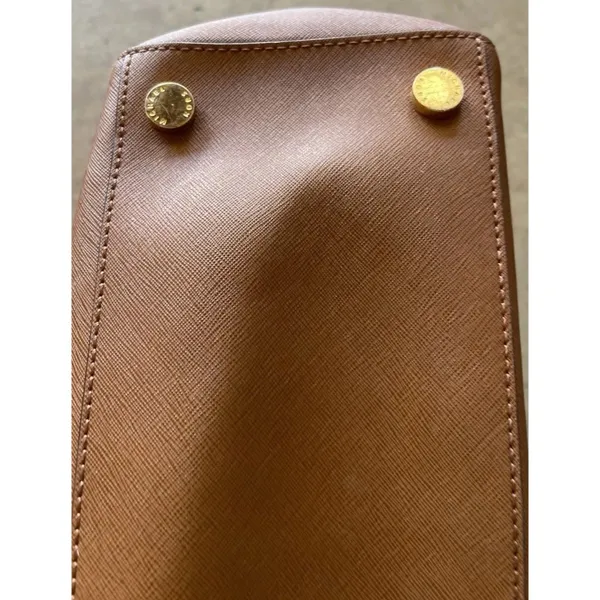 Vintage Michael Kors Women’s Handbag Bag Brown Gold Saffiano Leather Tote - Image 10