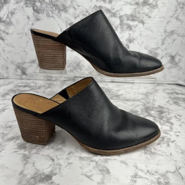 Madewell Womens The Harper Mule J8560 Size‎ 8.5 Black Leather Stacked Heel - Image 5