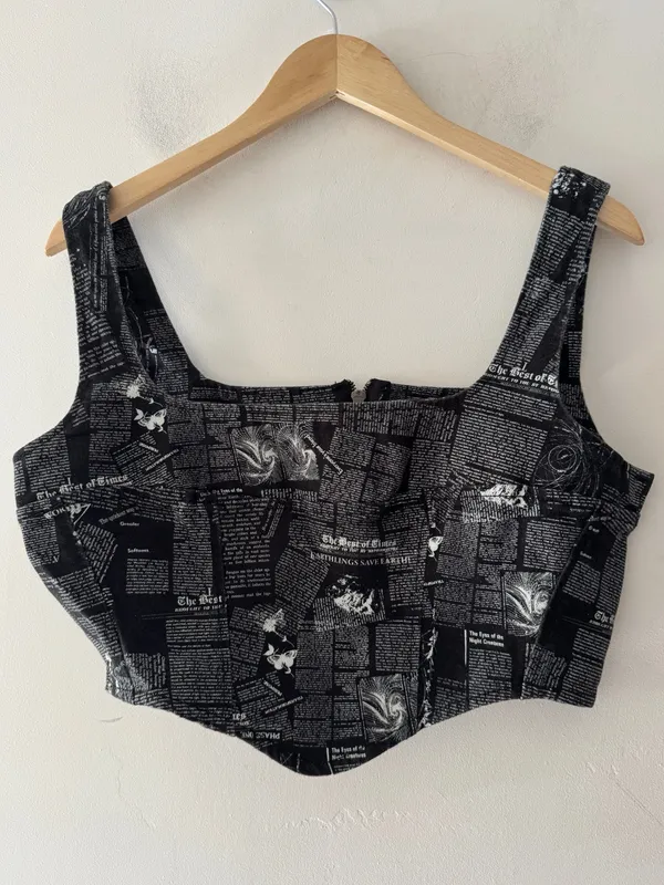 Reformation‎ Jeans Raya Style Zine Denim Bustier Top - Image 2