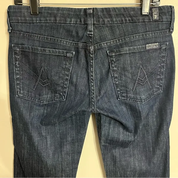 7 For‎ All Mankind The Lexie Women's 27 Petite Dark Wash Blue Denim Bootcut Jean - Image 9
